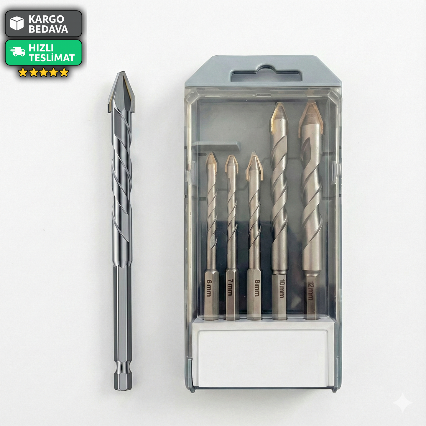 Premium Elmas Matkap Ucu – Ahşap, Metal, Çelik İçin 5'li Kırılmaz Uçlar